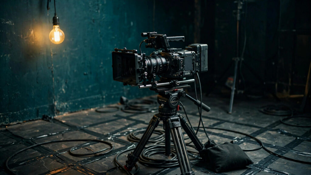 Photo and video production — cinema camera on a working set
